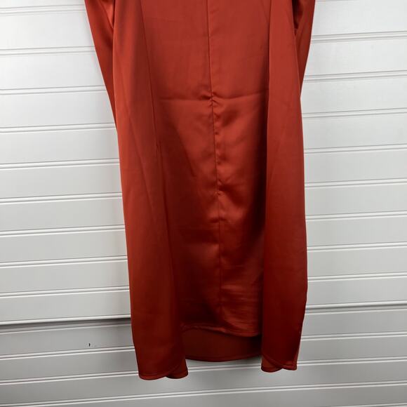 Urban Outfitters Mallory Satin Mini Dress Cowl Neck in Rust Size Medium - Picture 11 of 13